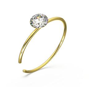 9K Gold Jeweled Open Hoop Nose Ring