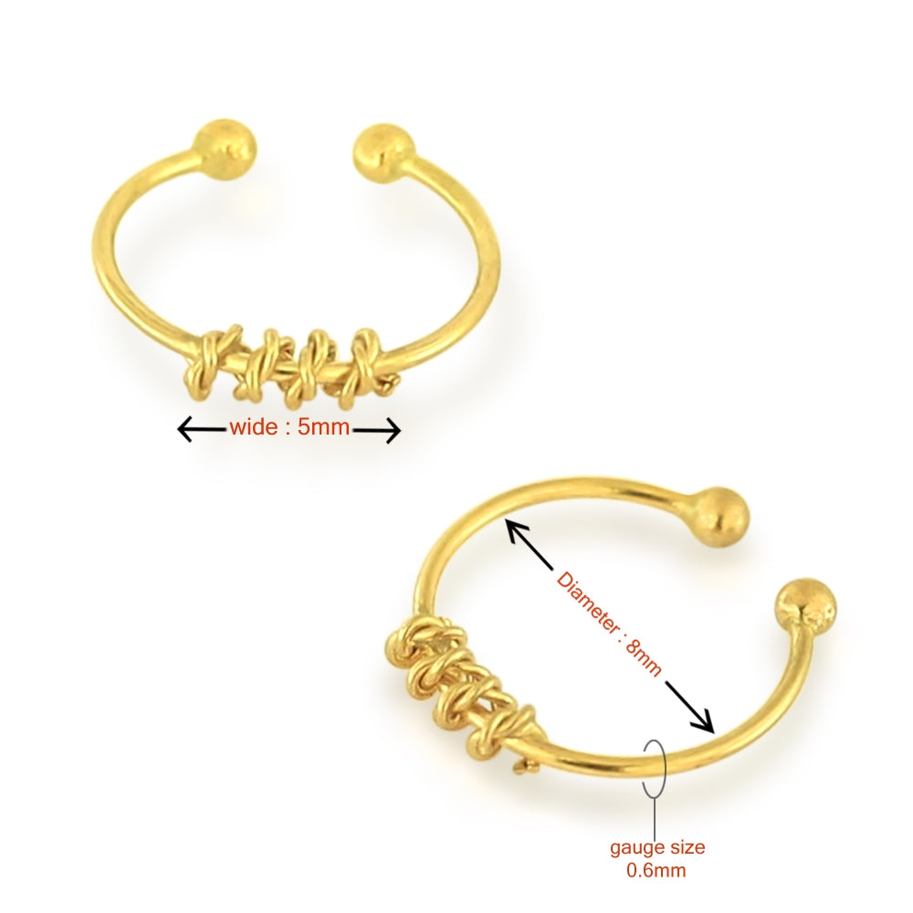 9K Yellow Gold Circular Rope Septum Ring