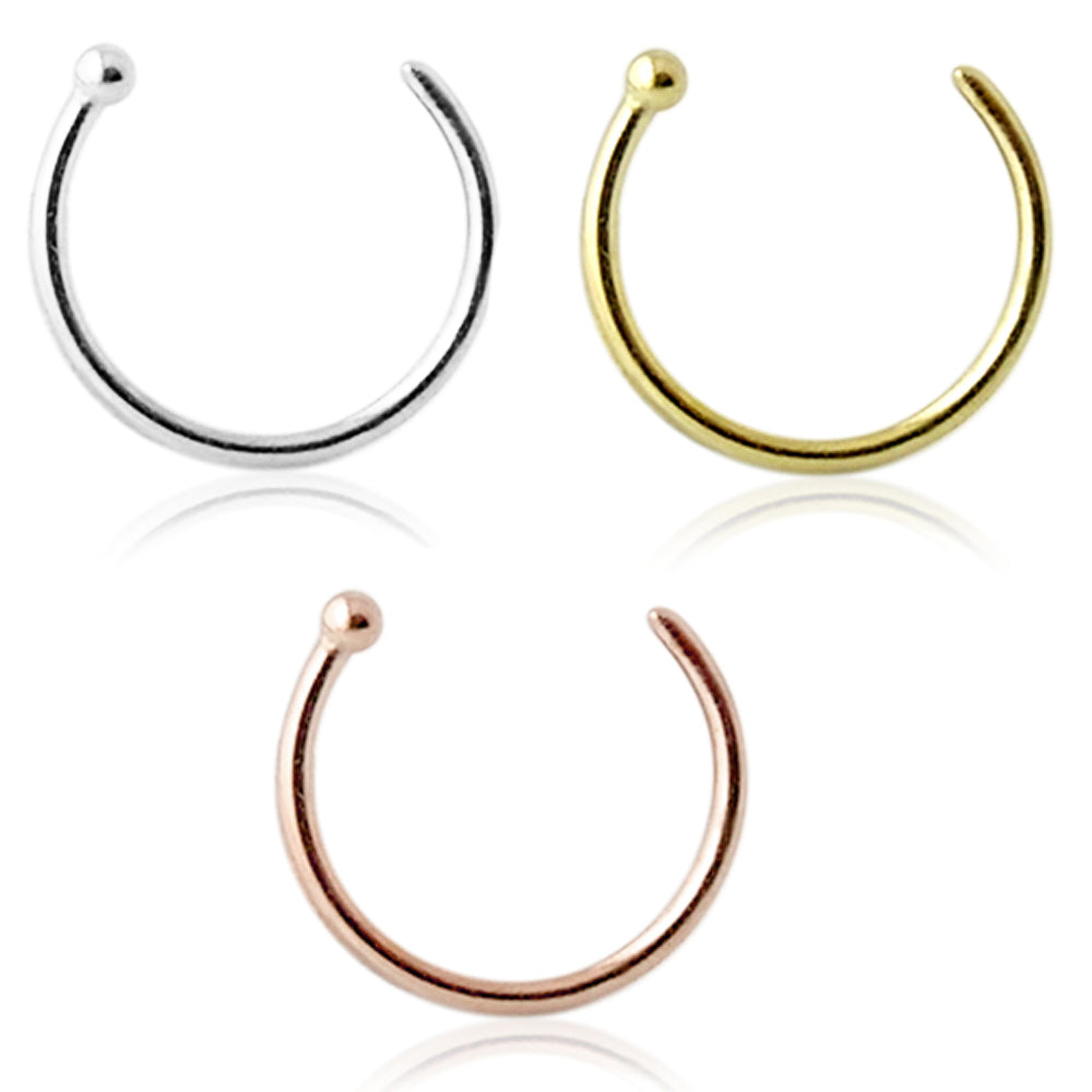 9K Gold Open Hoop Nose Rings in a Box