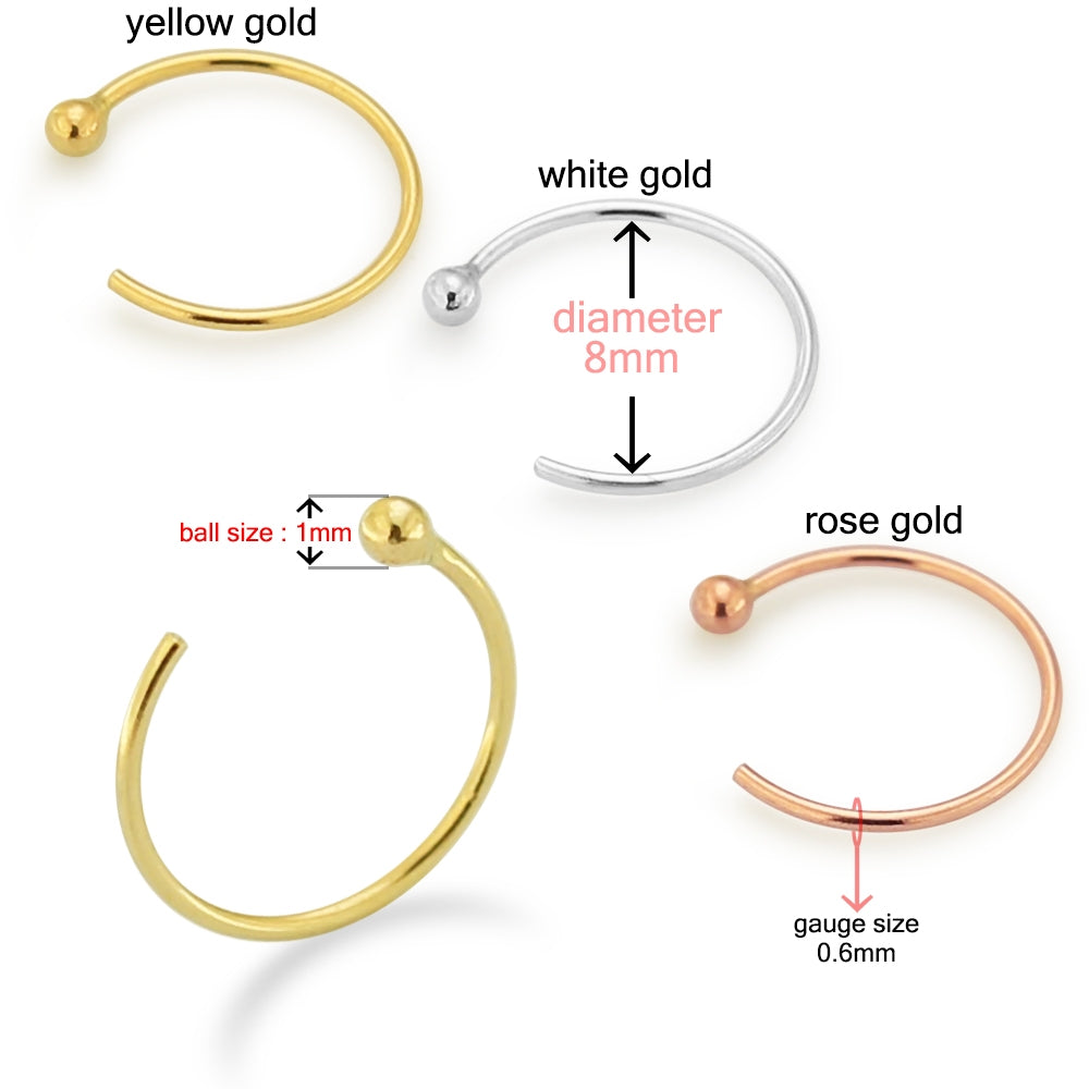 9K Gold Open Hoop Nose Rings in a Box