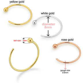 9K Gold Open Hoop Nose Rings in a Box