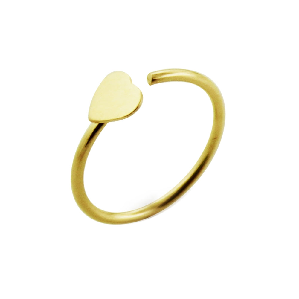 9K Gold 3mm Heart Open Hoop Nose Ring