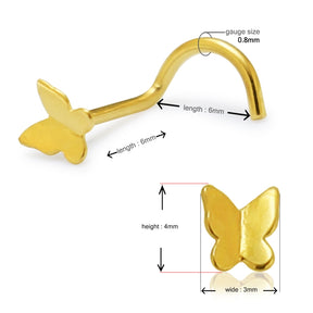 9K Solid Yellow Gold Butterfly Nose Screw