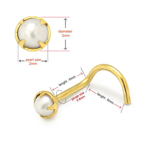 9K Gold Natural Pearl Nose Screw