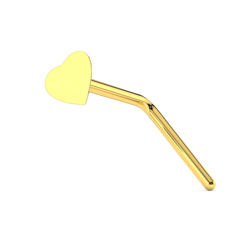 9K Gold L-Shaped Heart Nose Stud