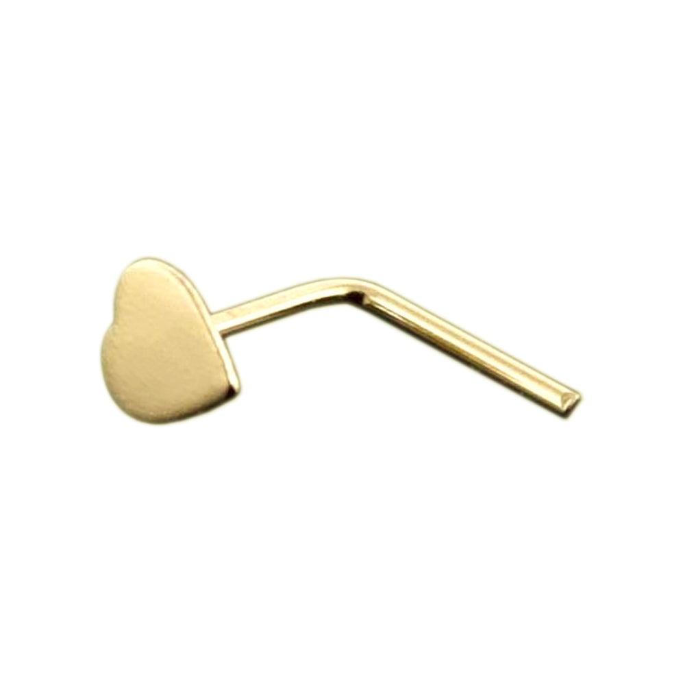 9K Gold L-Shaped Heart Nose Stud