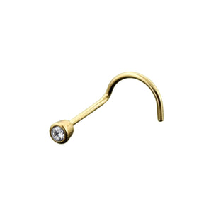 9K Solid Yellow Gold Bezel Setting Nose Screw