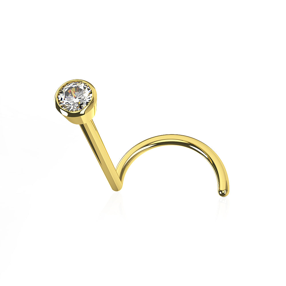 9K Solid Yellow Gold Bezel Setting Nose Screw