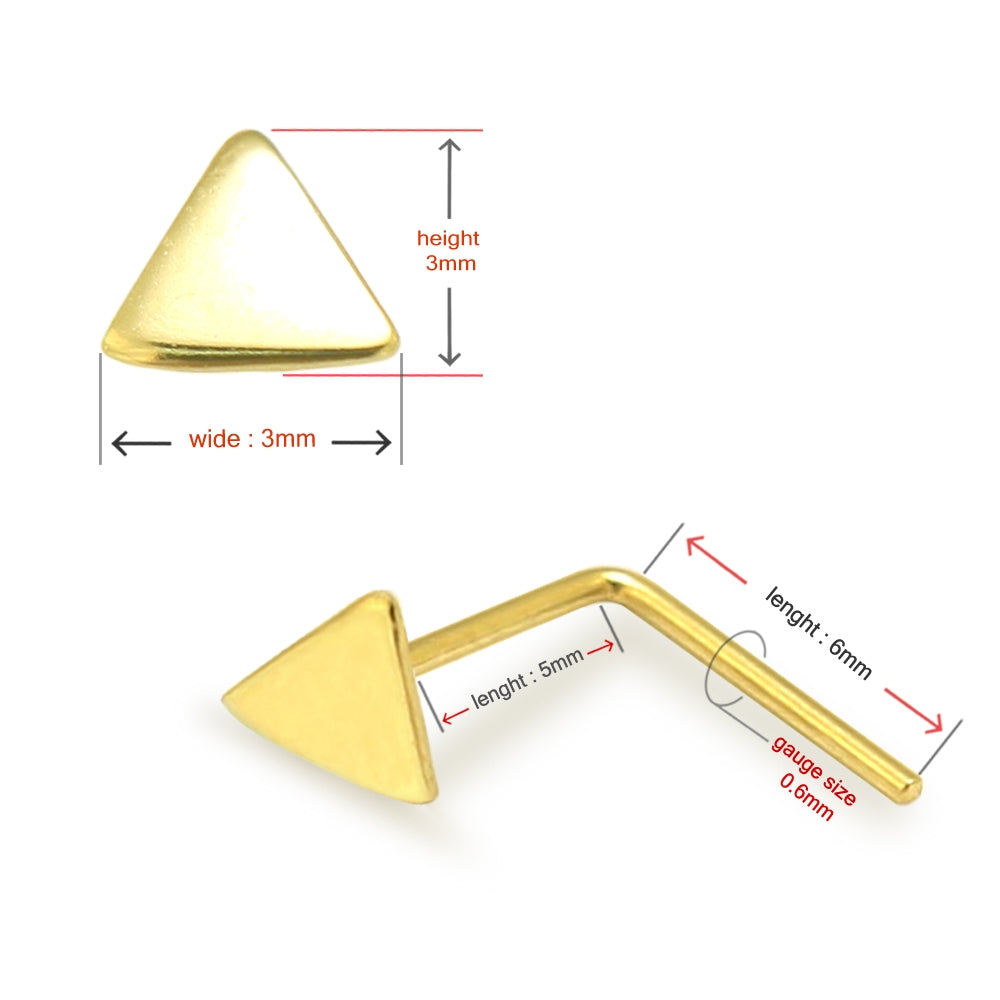 9K Gold L-Shaped Flat Triangle Nose Stud