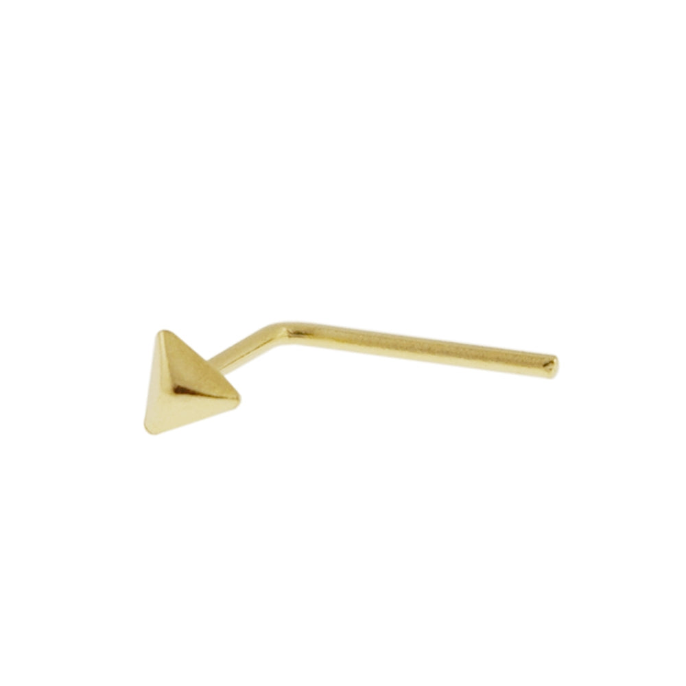9K Gold L-Shaped 3D Pyramid Nose Stud