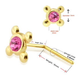 9K Gold L-Shaped 4 Dot Pattern Nose Stud