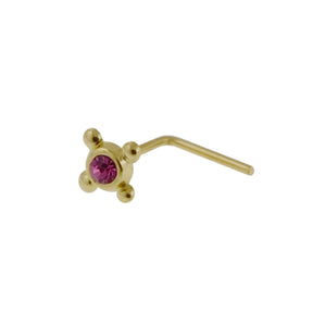 9K Gold L-Shaped 4 Dot Pattern Nose Stud