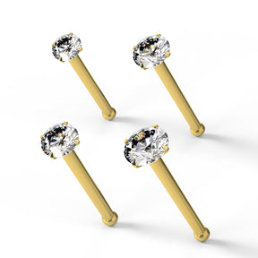 20G 9K Yellow Gold CZ Prong Setting Nose Stud