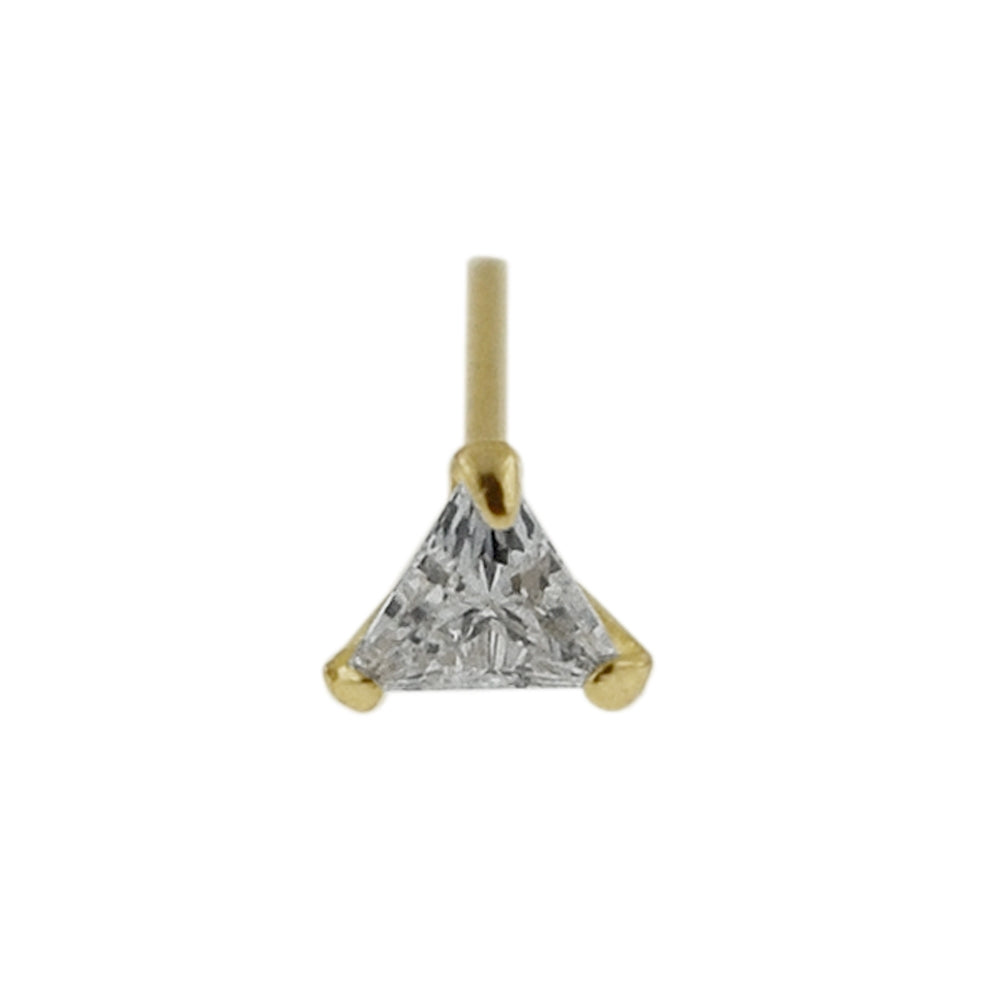 9K Gold Straight end Tri Angle Jeweled Nose Stud