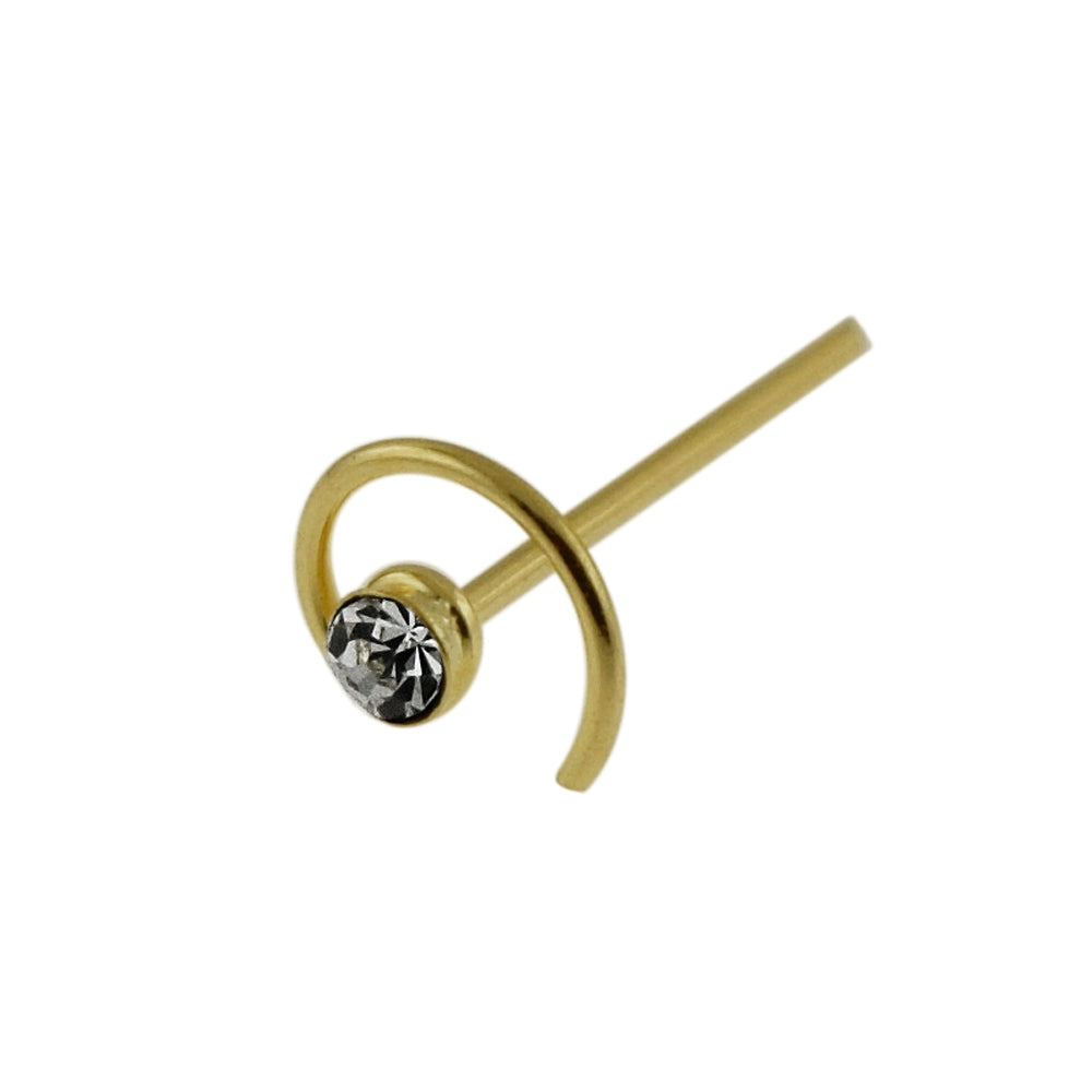 9K Gold Jeweled Coil Straight Nose Stud
