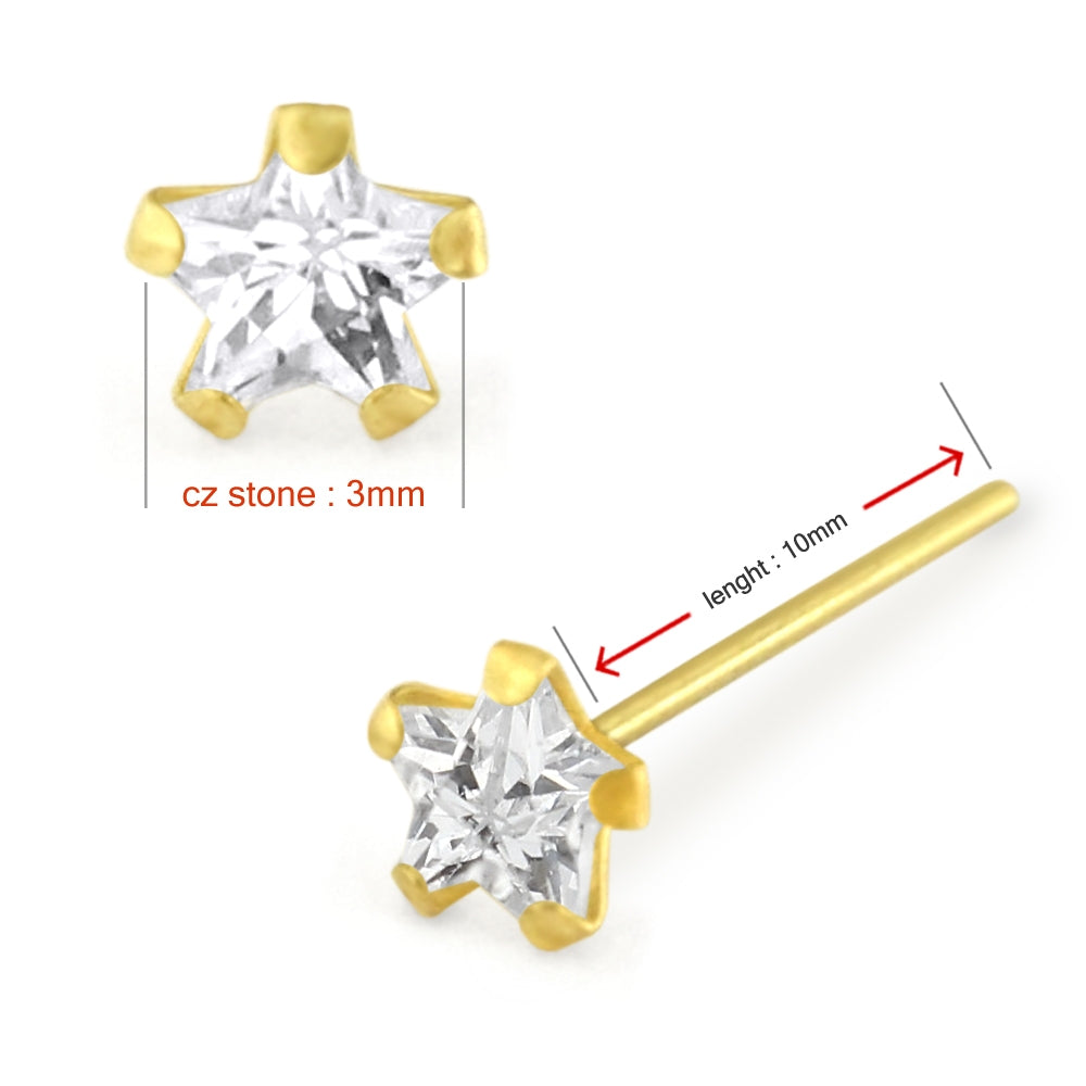 9K Gold Star CZ Jeweled Nose Stud