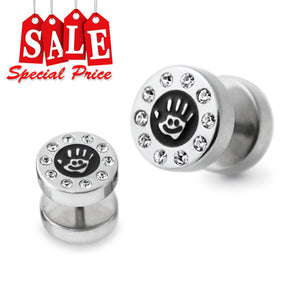 Smiley Logo Hand Jeweled Fake Ear Plug