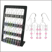 Pink Crystal Bead Earrings in 16 pair Tray