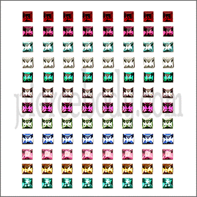 48 Pairs of 3MM Square Birthstone Earring
