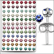4MM Star Birthstone Silver Earring Set With Tray PAC48ES013