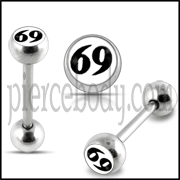 White 69 Logo Tongue Ring