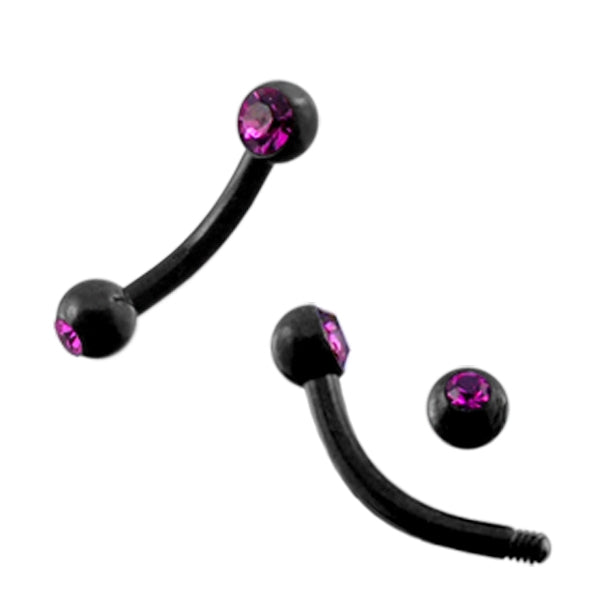 Blackline Curved Banana with two Pink gem balls