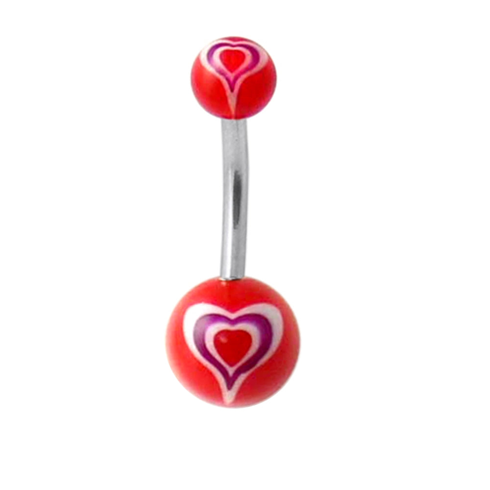 Belly Bar with Heart UV balls