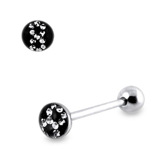 #8 Jeweled Epoxy covered Tongue Barbell