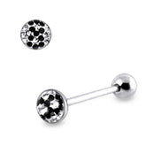 316L Surgical Steel Tongue Barbell With Epoxy Covered Crystals