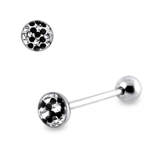 316L Surgical Steel Tongue Barbell With Epoxy Covered Crystals