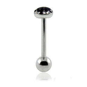 Tongue Barbell with Black Star Epoxy covered By White crystals