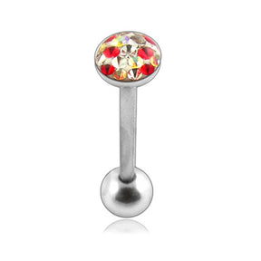 SS Tongue Barbell with Red Epoxy covered crystals body Jewelry