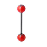 Straight Barbell with Red Tribal Star UV Balls