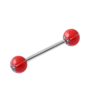 Straight Barbell with Red Tribal Star UV Balls