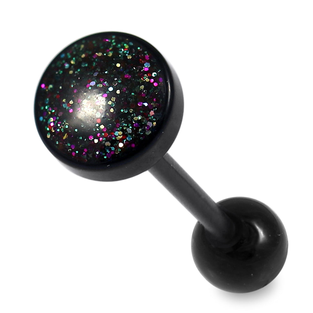 UV Tongue Barbell With Glittering Round Top