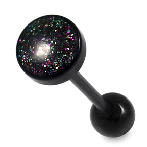 UV Tongue Barbell With Glittering Round Top