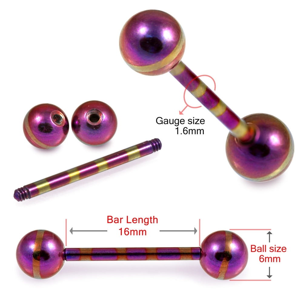 Colorful Striped Anodized Tongue Barbell