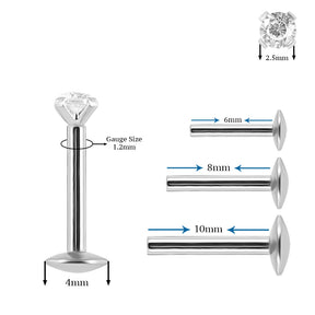 316L Surgical Steel Jeweled Top Labret Piercing