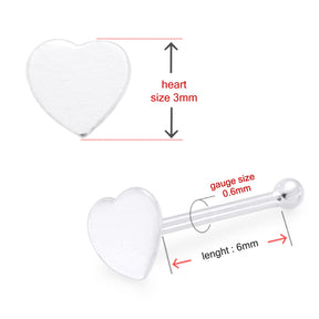 Flat Plain Heart Ball End Nose Pin