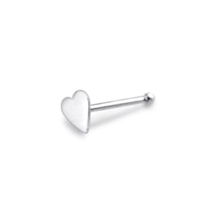 Flat Plain Heart Ball End Nose Pin