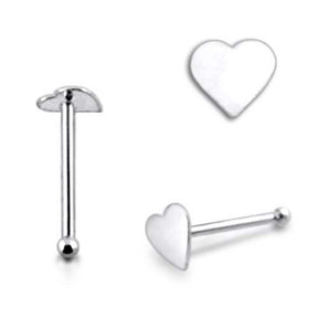 Flat Plain Heart Ball End Nose Pin