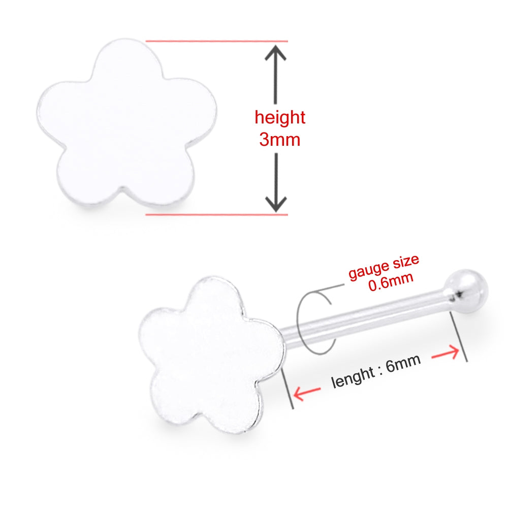 Flat Plain Flower Ball End Nose Pin