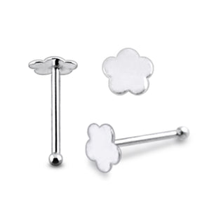 Flat Plain Flower Ball End Nose Pin