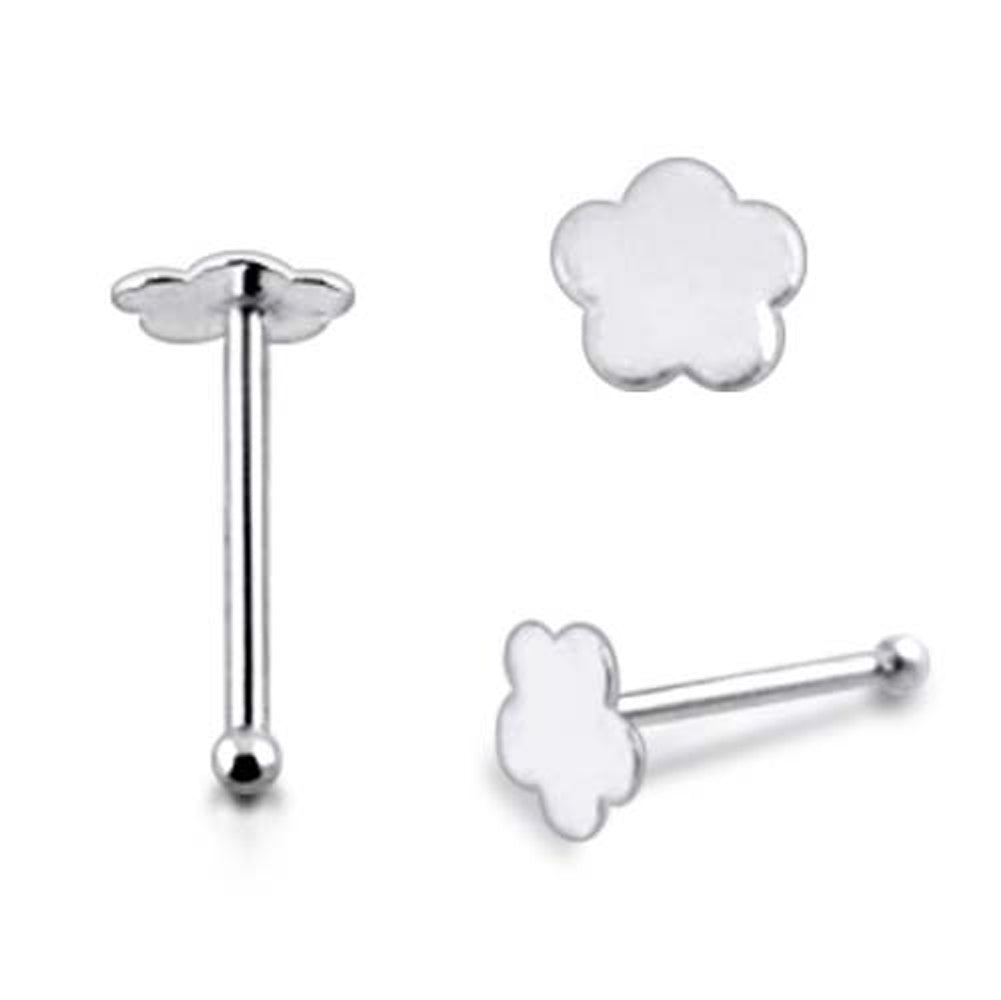 Flat Plain Flower Ball End Nose Pin