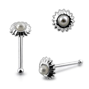 Sun with Pearl Nose Stud Nose Pin