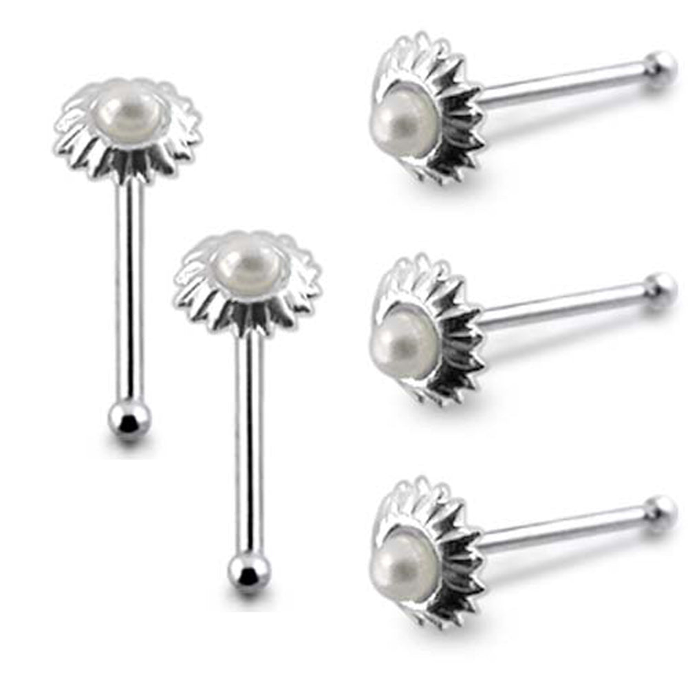 Sun with Pearl Nose Stud Nose Pin