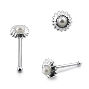 Sun with Pearl Nose Stud Nose Pin