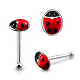 Hand Painted Ladybug Ball End Nose Pin