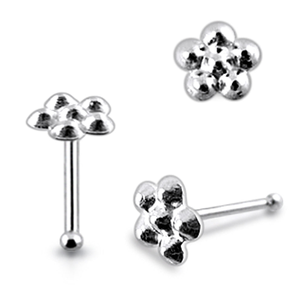 Embossed Plain Flower Ball End Nose Pin