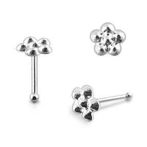 Embossed Plain Flower Ball End Nose Pin